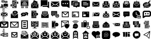Set Of Message Icons Isolated Silhouette Solid Icon With Design, Illustration, Icon, Web, Vector, Message, Communication Infographic Simple Vector Illustration Logo