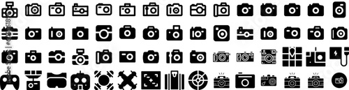 Set Of Photography Icons Isolated Silhouette Solid Icon With Lens, Photography, Technology, Digital, Photographer, Camera, Photo Infographic Simple Vector Illustration Logo
