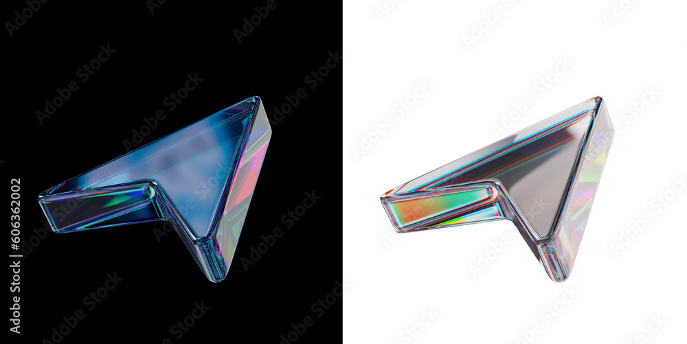 Computer point cursor made of dispersion chromatic glass isolated over ...
