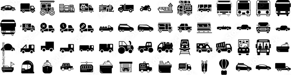 Set Of Transport Icons Isolated Silhouette Solid Icon With Traffic, Plane, Transportation, Transport, Ship, Cargo, Truck Infographic Simple Vector Illustration Logo Set Of Transport Icons Isolated Silhouette Solid Icon With Traffic, Plane, Transportation, Transport, Ship, Cargo, Truck Infographic Simple Vector Illustration Logo
