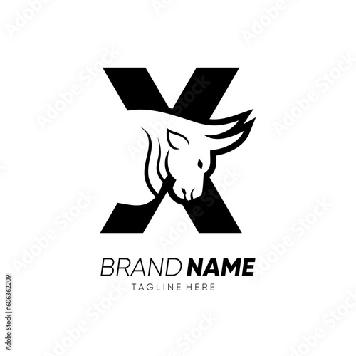 Letter X Bull Animal Logo Design Vector Icon Graphic Emblem Illustration 