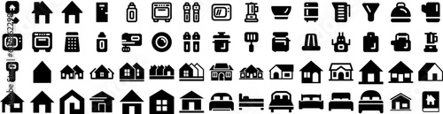 Set Of House Icons Isolated Silhouette Solid Icon With Estate, Home, Building, Architecture, Property, Residential, House Infographic Simple Vector Illustration Logo