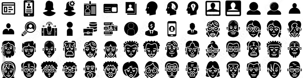 Set Of Profile Icons Isolated Silhouette Solid Icon With People, Profile, Business, Illustration, Vector, Social, Face Infographic Simple Vector Illustration Logo Set Of Profile Icons Isolated Silhouette Solid Icon With People, Profile, Business, Illustration, Vector, Social, Face Infographic Simple Vector Illustration Logo