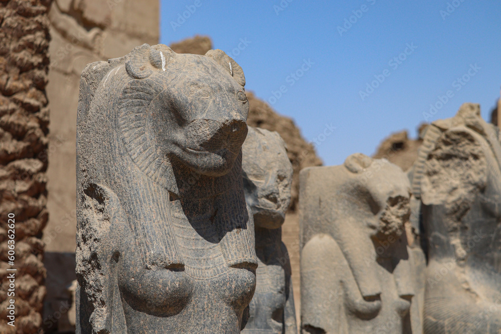 Ancient egyptian statues at Karnak temple in Luxor, Egypt 