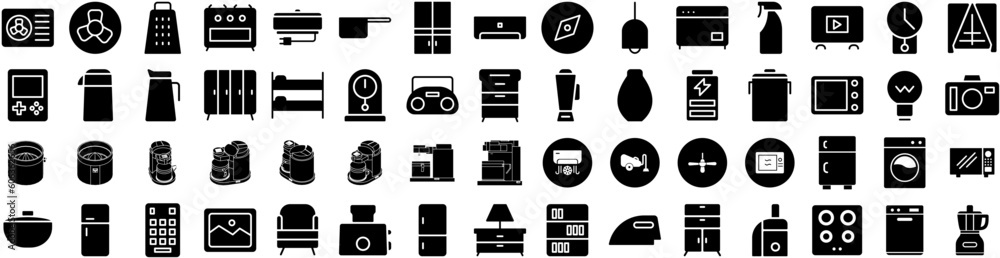 Set Of Appliances Icons Isolated Silhouette Solid Icon With Refrigerator, Set, Kitchen, Household, Domestic, Equipment, Home Infographic Simple Vector Illustration Logo Set Of Appliances Icons Isolated Silhouette Solid Icon With Refrigerator, Set, Kitchen, Household, Domestic, Equipment, Home Infographic Simple Vector Illustration Logo