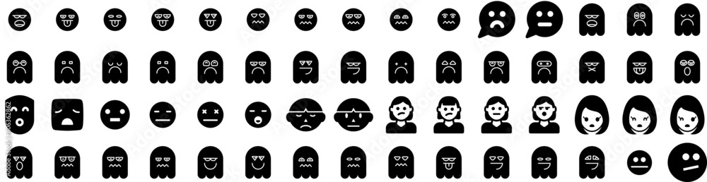 Set Of Bored Icons Isolated Silhouette Solid Icon With Young, Unhappy, Tired, Bored, Man, Business, Boredom Infographic Simple Vector Illustration Logo