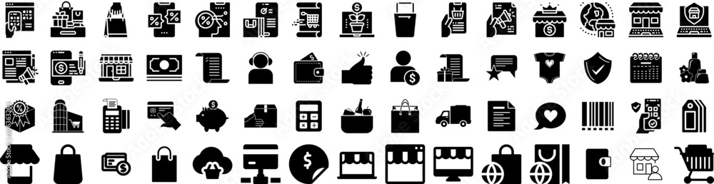 Set Of Commerce Icons Isolated Silhouette Solid Icon With Business, Internet, Web, Retail, Store, Technology, Online Infographic Simple Vector Illustration Logo Set Of Commerce Icons Isolated Silhouette Solid Icon With Business, Internet, Web, Retail, Store, Technology, Online Infographic Simple Vector Illustration Logo