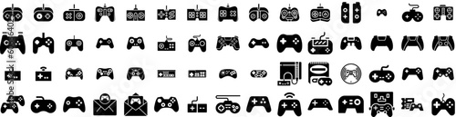 Set Of Gamepad Icons Isolated Silhouette Solid Icon With Game, Gamepad, Play, Controller, Joystick, Technology, Console Infographic Simple Vector Illustration Logo