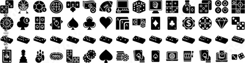 Set Of Gambling Icons Isolated Silhouette Solid Icon With Gamble, Casino, Play, Poker, Gambling, Money, Game Infographic Simple Vector Illustration Logo