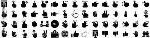 Set Of Gesture Icons Isolated Silhouette Solid Icon With Set, Symbol, Gesture, Sign, Hand, Vector, Finger Infographic Simple Vector Illustration Logo