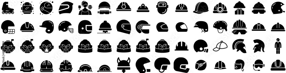 Set Of Helmet Icons Isolated Silhouette Solid Icon With Protection, Equipment, Safety, Head, Helmet, Isolated, White Infographic Simple Vector Illustration Logo Set Of Helmet Icons Isolated Silhouette Solid Icon With Protection, Equipment, Safety, Head, Helmet, Isolated, White Infographic Simple Vector Illustration Logo