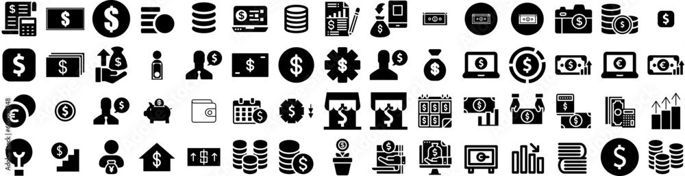 Set Of Income Icons Isolated Silhouette Solid Icon With Finance, Business, Income, Growth, Investment, Money, Financial Infographic Simple Vector Illustration Logo Set Of Income Icons Isolated Silhouette Solid Icon With Finance, Business, Income, Growth, Investment, Money, Financial Infographic Simple Vector Illustration Logo