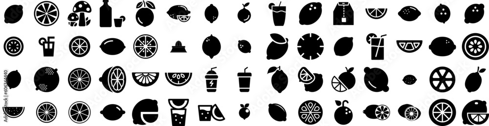 Set Of Lemon Icons Isolated Silhouette Solid Icon With Organic, Food, Citrus, Isolated, Yellow, Fresh, Ripe Infographic Simple Vector Illustration Logo Set Of Lemon Icons Isolated Silhouette Solid Icon With Organic, Food, Citrus, Isolated, Yellow, Fresh, Ripe Infographic Simple Vector Illustration Logo