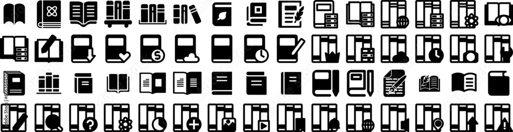 Set Of Literature Icons Isolated Silhouette Solid Icon With Concept, Book, School, Library, Literature, Knowledge, Education Infographic Simple Vector Illustration Logo Set Of Literature Icons Isolated Silhouette Solid Icon With Concept, Book, School, Library, Literature, Knowledge, Education Infographic Simple Vector Illustration Logo
