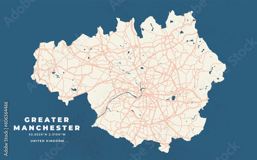 Greater Manchester map vector poster flyer