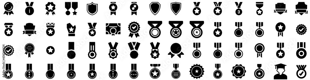 Set Of Medal Icons Isolated Silhouette Solid Icon With Achievement, Winner, Champion, Medal, Award, Illustration, Victory Infographic Simple Vector Illustration Logo Set Of Medal Icons Isolated Silhouette Solid Icon With Achievement, Winner, Champion, Medal, Award, Illustration, Victory Infographic Simple Vector Illustration Logo