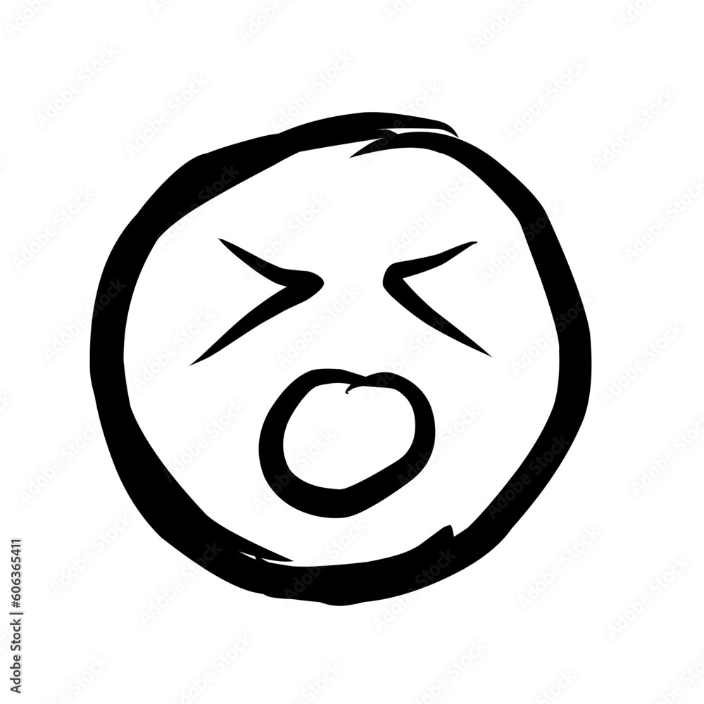 Hand Drawn Emoji faces Icon. Emoticon Doodle ink brush icons of happy, excited, sad, loved, angry face vector illustration. Hand Drawn Emoji faces Icon. Emoticon Doodle ink brush icons of happy, excited, sad, loved, angry face vector illustration.