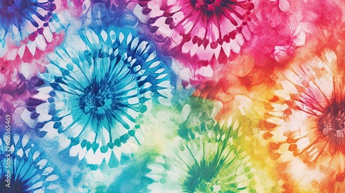 Tie Dye Texture. Beautiful Fashion Bohemian Painting. Hypnotic Tie Dye Spiral Art. Abstract Dyed Fabric. Floral Hand Drawn Effect. Aquarelle Texture. Organic Fantasy Bohemian Texture.. Generative Ai.
