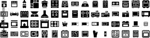 Set Of Stove Icons Isolated Silhouette Solid Icon With Home, Gas, Kitchen, Burner, Fire, Stove, Cooking Infographic Simple Vector Illustration Logo