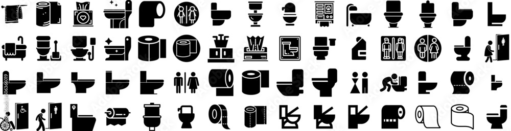 Set Of Toilet Icons Isolated Silhouette Solid Icon With Lavatory, Wc, Hygiene, Toilet, Sanitary, Restroom, Bathroom Infographic Simple Vector Illustration Logo Set Of Toilet Icons Isolated Silhouette Solid Icon With Lavatory, Wc, Hygiene, Toilet, Sanitary, Restroom, Bathroom Infographic Simple Vector Illustration Logo