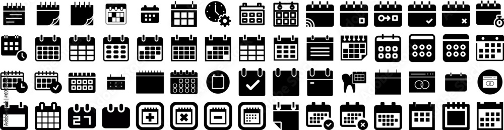 Set Of Calendar Icons Isolated Silhouette Solid Icon With Vector, Event, Year, Business, Month, Calendar, Date Infographic Simple Vector Illustration Logo Set Of Calendar Icons Isolated Silhouette Solid Icon With Vector, Event, Year, Business, Month, Calendar, Date Infographic Simple Vector Illustration Logo