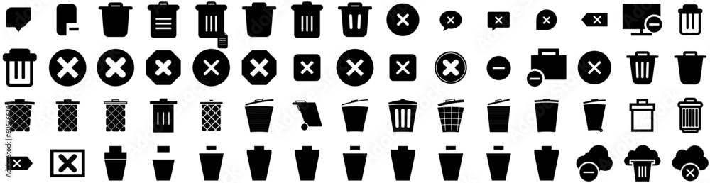 Set Of Delete Icons Isolated Silhouette Solid Icon With Vector, Web, Symbol, Delete, Design, Icon, Trash Infographic Simple Vector Illustration Logo Set Of Delete Icons Isolated Silhouette Solid Icon With Vector, Web, Symbol, Delete, Design, Icon, Trash Infographic Simple Vector Illustration Logo