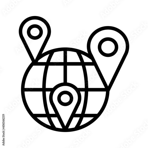 International outline icon for marketing, multinational, cross-cultural, global, foreign, transnational logo