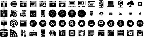 Set Of Internet Icons Isolated Silhouette Solid Icon With Technology  Communication  Network  Internet  Concept  Background  Web Infographic Simple Vector Illustration Logo