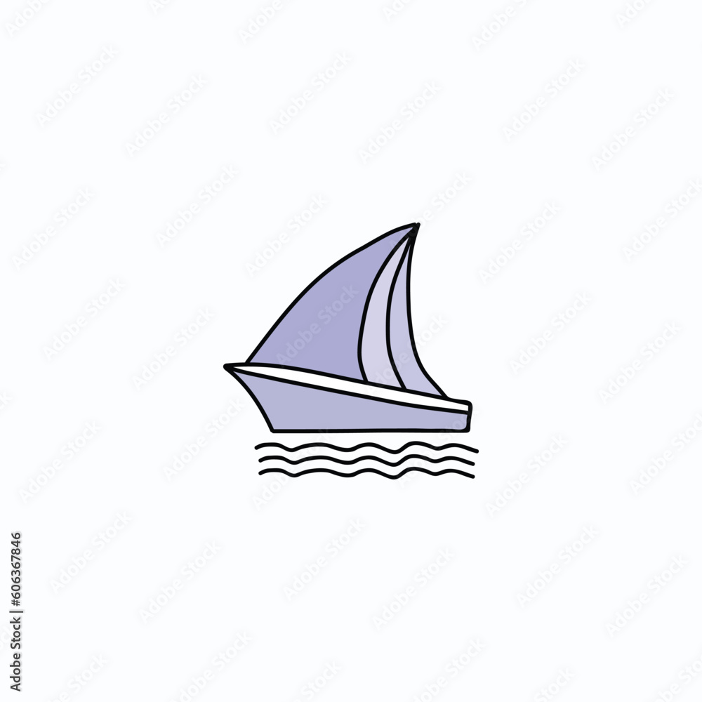 Hand-drawn boat icon, vector illustration