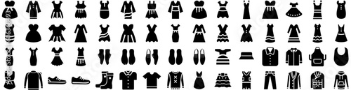 Set Of Apparel Icons Isolated Silhouette Solid Icon With Fashion  Clothing  Store  Clothes  Shirt  Apparel  Shop Infographic Simple Vector Illustration Logo