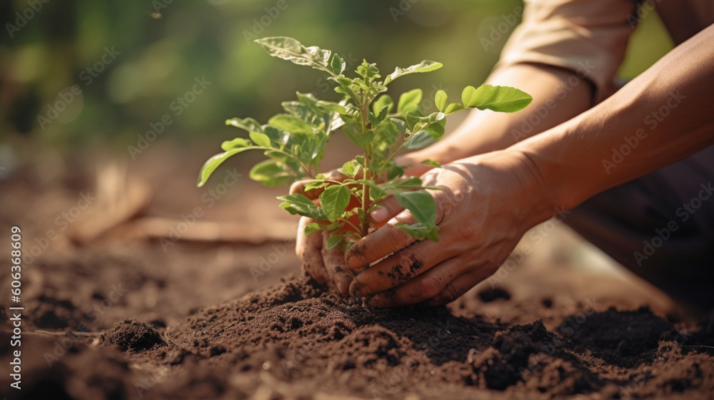 Fictional Person, Sustainable Living Through Community Engagement: Person Planting Trees for a Greener Future, generated by IA Fictional Person, Sustainable Living Through Community Engagement: Person Planting Trees for a Greener Future, generated by IA