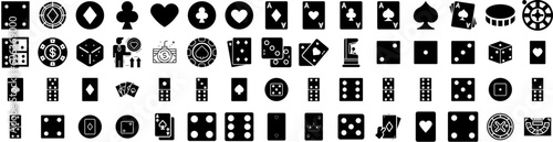 Set Of Casino Icons Isolated Silhouette Solid Icon With Money, Poker, Background, Game, Gambling, Gamble, Casino Infographic Simple Vector Illustration Logo
