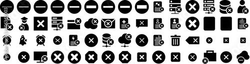 Set Of Cancel Icons Isolated Silhouette Solid Icon With Icon, Cancelled, Vector, Cancel, Red, Isolated, Sign Infographic Simple Vector Illustration Logo