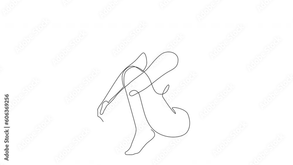 Self drawing continuous one line drawing animation of a seated nude woman. Abstract beautiful model art. Self drawing continuous one line drawing animation of a seated nude woman. Abstract beautiful model art.