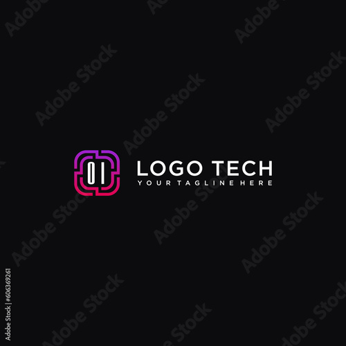 OI initials tech  logo design logo vector stock image