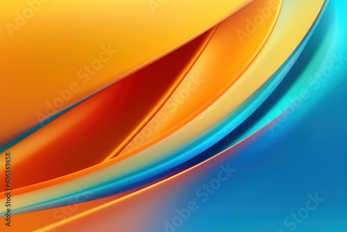 Abstract waves in blue and orange backdrop create a smooth and futuristic multi-colored pattern Ai generative.