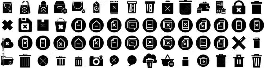Set Of Delete Icons Isolated Silhouette Solid Icon With Delete, Web, Design, Trash, Symbol, Icon, Vector Infographic Simple Vector Illustration Logo Set Of Delete Icons Isolated Silhouette Solid Icon With Delete, Web, Design, Trash, Symbol, Icon, Vector Infographic Simple Vector Illustration Logo