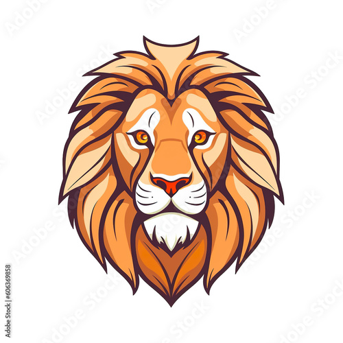 Lion head  cartoon style  color  minimalist  isolated PNG