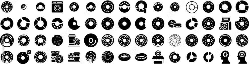 Set Of Donut Icons Isolated Silhouette Solid Icon With Sweet, Bakery, Dessert, Food, Cake, Glazed, Donut Infographic Simple Vector Illustration Logo Set Of Donut Icons Isolated Silhouette Solid Icon With Sweet, Bakery, Dessert, Food, Cake, Glazed, Donut Infographic Simple Vector Illustration Logo
