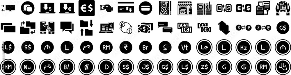 Set Of Exchange Icons Isolated Silhouette Solid Icon With Exchange, Currency, Economy, Finance, Business, Trade, Money Infographic Simple Vector Illustration Logo Set Of Exchange Icons Isolated Silhouette Solid Icon With Exchange, Currency, Economy, Finance, Business, Trade, Money Infographic Simple Vector Illustration Logo