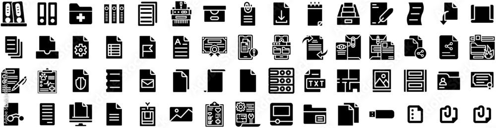 Set Of Files Icons Isolated Silhouette Solid Icon With File, Document, Business, Management, Information, Office, Computer Infographic Simple Vector Illustration Logo Set Of Files Icons Isolated Silhouette Solid Icon With File, Document, Business, Management, Information, Office, Computer Infographic Simple Vector Illustration Logo
