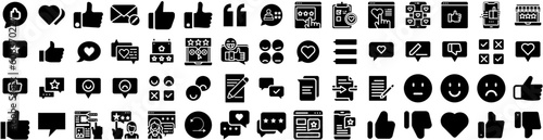 Set Of Feedback Icons Isolated Silhouette Solid Icon With Customer, Review, Satisfaction, Opinion, Survey, Feedback, Business Infographic Simple Vector Illustration Logo