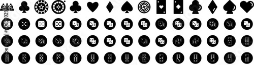 Set Of Gamble Icons Isolated Silhouette Solid Icon With Gamble, Gambling, Money, Play, Poker, Casino, Game Infographic Simple Vector Illustration Logo