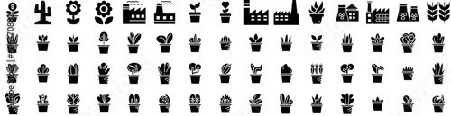 Set Of Plant Icons Isolated Silhouette Solid Icon With Tropical, Green, Leaf, Plant, Foliage, Decoration, Garden Infographic Simple Vector Illustration Logo