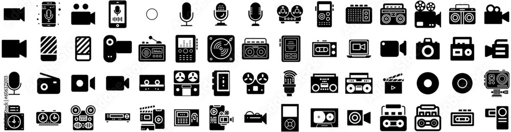 Set Of Recorder Icons Isolated Silhouette Solid Icon With Recorder, Sound, Audio, Music, Retro, Illustration, Equipment Infographic Simple Vector Illustration Logo Set Of Recorder Icons Isolated Silhouette Solid Icon With Recorder, Sound, Audio, Music, Retro, Illustration, Equipment Infographic Simple Vector Illustration Logo