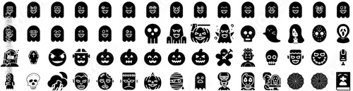 Set Of Scary Icons Isolated Silhouette Solid Icon With Horror  Dark  Scary  Background  Spooky  Night  Halloween Infographic Simple Vector Illustration Logo