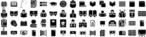 Set Of Study Icons Isolated Silhouette Solid Icon With School, University, College, Study, Student, Learning, Education Infographic Simple Vector Illustration Logo