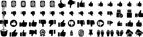 Set Of Thumb Icons Isolated Silhouette Solid Icon With Symbol, Thumb, Good, Finger, Icon, Up, Hand Infographic Simple Vector Illustration Logo