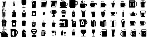 Set Of Drink Icons Isolated Silhouette Solid Icon With Drink  Woman  Glass  Lifestyle  Girl  Young  Beverage Infographic Simple Vector Illustration Logo