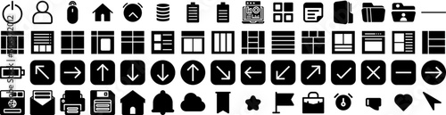 Set Of Interface Icons Isolated Silhouette Solid Icon With Digital, Template, Interface, Frame, Vector, Design, Screen Infographic Simple Vector Illustration Logo